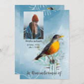 Memorial Service Einladung von American Robin Bird (Vorne/Hinten)