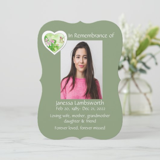 Memorial Service Einladung Wasserfarbe Hummingbird (Stehend Vorderseite)