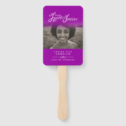 Memorial Service Foto Herz-Lila-Programm-Fans Fächer (Rückseite)