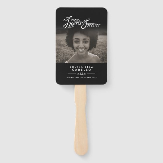 Memorial Service Foto Herz Schwarze Programmfans Fächer (Rückseite)