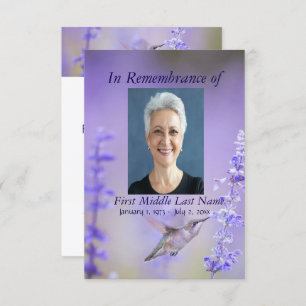 Memorial Service Hummingbird Lavender Custom Einladung