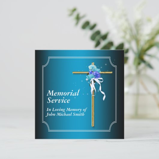 Memorial service invitation announcement memory einladung (Stehend Vorderseite)