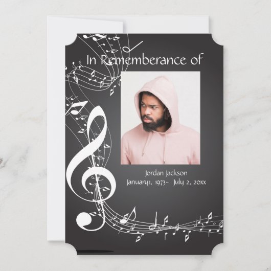 Memorial Service Invite Music Notes background Einladung (Vorderseite)
