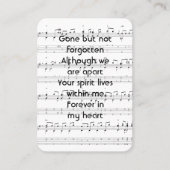 Memorial Service Invite Music Notes background Visitenkarte (Vorderseite)
