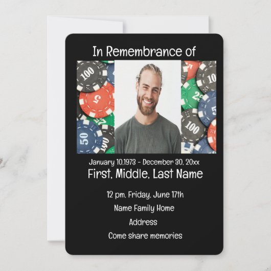 Memorial Service Invite Poker Card Game Einladung (Vorderseite)