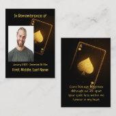 Memorial Service Invite Poker Card Game  Visitenkarte (Vorne/Hinten)