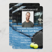Memorial Service Invite Tennis Game Racket Ball Einladung (Vorne/Hinten)