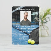 Memorial Service Invite Tennis Game Racket Ball Einladung (Stehend Vorderseite)