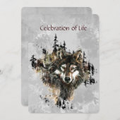 Memorial Service Invite Wolf Wolves Animal art Einladung (Vorne/Hinten)