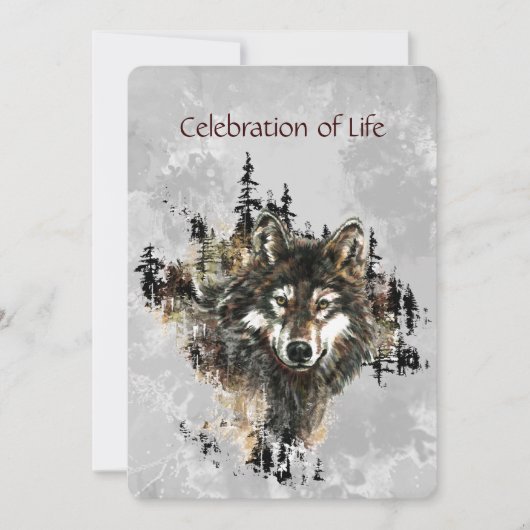 Memorial Service Invite Wolf Wolves Animal art Einladung (Vorderseite)