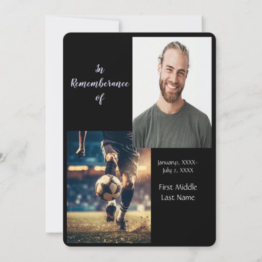 Memorial Service laden Fußballspieler ein Einladung (Vorderseite)