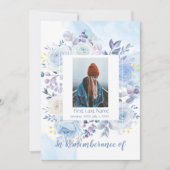 Memorial Service laden Hummingbird Blue Rose ein Einladung (Vorderseite)