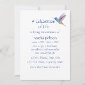 Memorial Service laden Hummingbird White Blume ein Einladung (Rückseite)