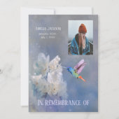 Memorial Service laden Hummingbird White Blume ein Einladung (Vorderseite)