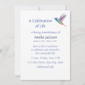 Memorial Service laden Hummingbird White Blume ein Einladung (Rückseite)