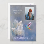 Memorial Service laden Hummingbird White Blume ein Einladung (Vorne/Hinten)