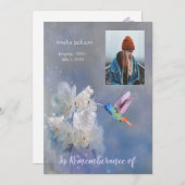 Memorial Service laden Hummingbird White Blume ein Einladung (Vorne/Hinten)
