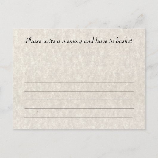 Memorial Service Memories Card with Foto Postkarte (Rückseite)