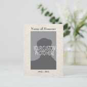 Memorial Service Memories Card with Foto Postkarte (Stehend Vorderseite)