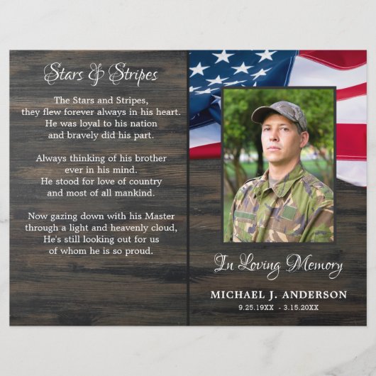 Memorial Service Patriotic Beerdigung Programm (Vorderseite)