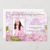 Memorial Service Pink Hydrangea Fügen Sie Ihr Foto Einladung (Vorne/Hinten)