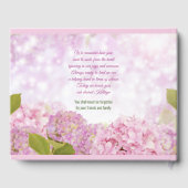 Memorial Service Pink Hydrangea Fügen Sie Ihr Foto Gästebuch (Rückseite)