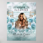 Memorial Sign - Blue Rose & Gold Gates - Beileid Poster (Vorne)