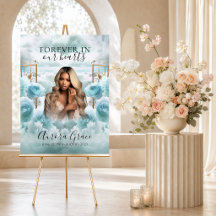 Memorial Sign - Blue Rose & Gold Gates - Beileid