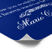 Memorial Sign - Orange Blume über Navy Blue Poster (Ecke)