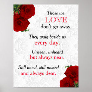 Memorial Sign - Tiefe Hochzeit von Rote Rosen Poster