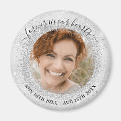 Memorial Silber Glitzern Foto Liebe immer Magnet (Vorne)