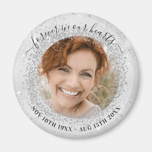 Memorial Silber Glitzern Foto Liebe immer Magnet (Vorne)