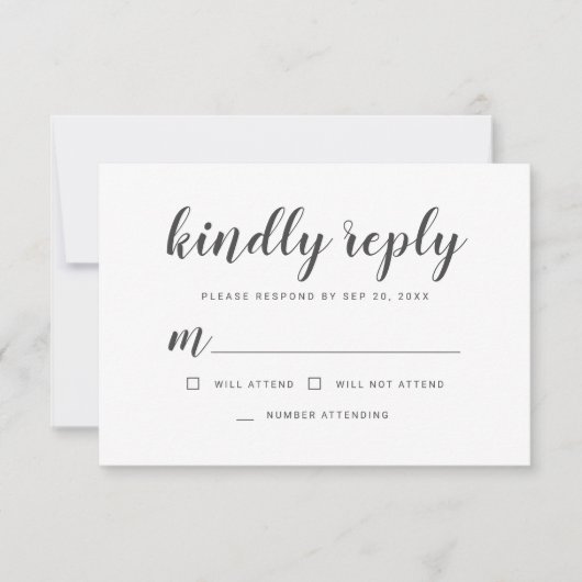 Memorial Simple Cursive Erinnerungen Bitte beantwo RSVP Karte (Vorderseite)