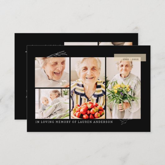 Memorial Simple Modern 7 Foto Grid Gebet Dankeskarte (Vorne/Hinten)