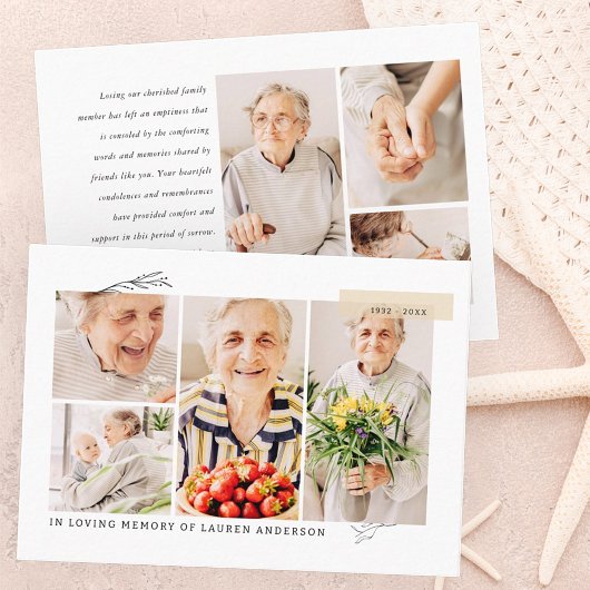 Memorial Simple Modern 7 Foto Grid Gebet Visitenkarte