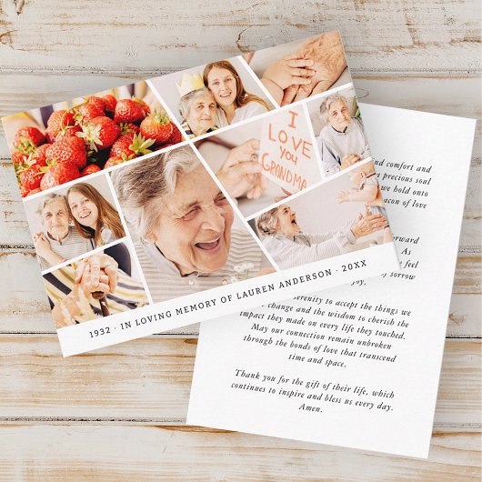 Memorial Simple Modern 9 Fotos Gebet Visitenkarte