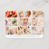 Memorial Simple Modern 9 Fotos Grid Gebet Visitenkarte (Vorderseite)