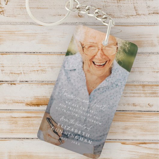 Memorial Simple Modern Forever in unserem Herz-Fot Schlüsselanhänger