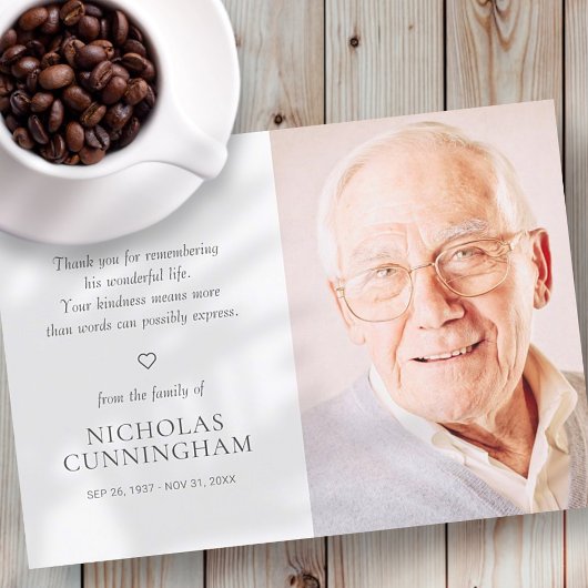 Memorial Simple Modern Foto Dankeskarte