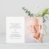 Memorial Simple Modern Foto Dankeskarte (Stehend Vorderseite)