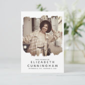 Memorial Simple Modern Frame Custom Foto Dankeskarte (Stehend Vorderseite)