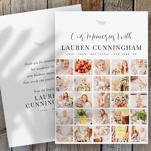 Memorial Simple Modern Minimalistisch 25 Foto Dankeskarte