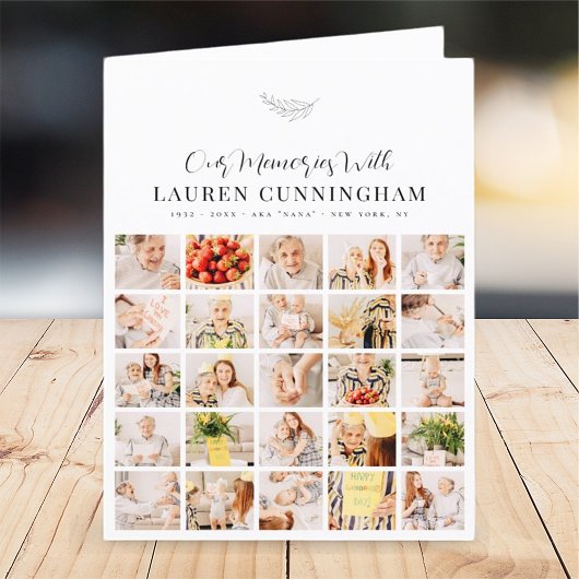 Memorial Simple Modern Minimalistisch 25 FotoColla Dankeskarte