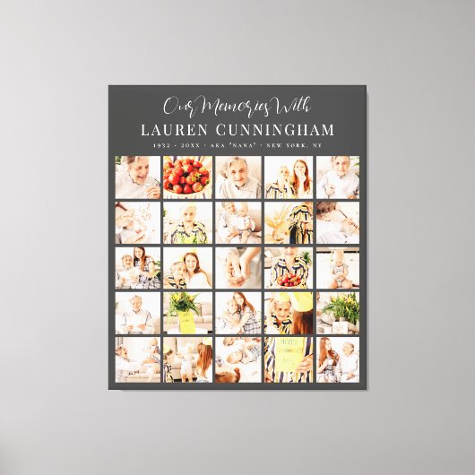 Memorial Simple Modern Minimalistisch 25 FotoColla Leinwanddruck (Vorderseite)