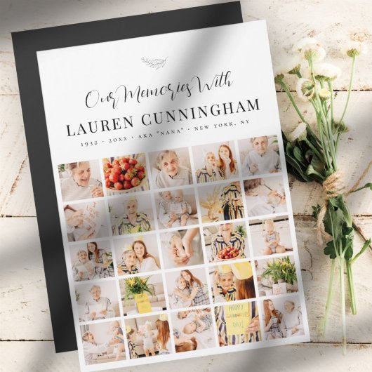 Memorial Simple Modern Minimalistisch 25 FotoColla Magnetkarte