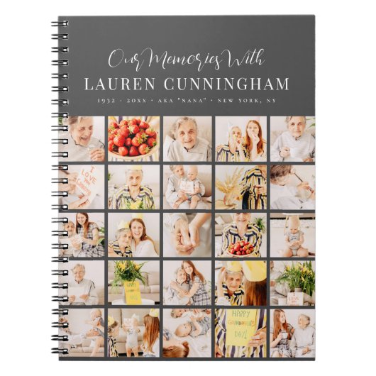 Memorial Simple Modern Minimalistisch 25 FotoColla Notizblock (Vorderseite)