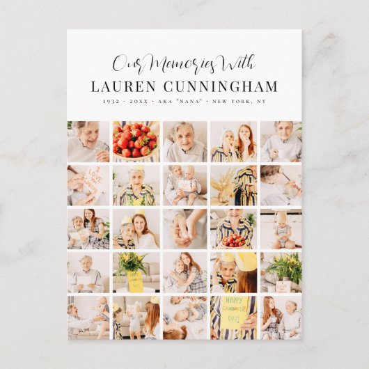 Memorial Simple Modern Minimalistisch 25 FotoColla Postkarte (Vorderseite)