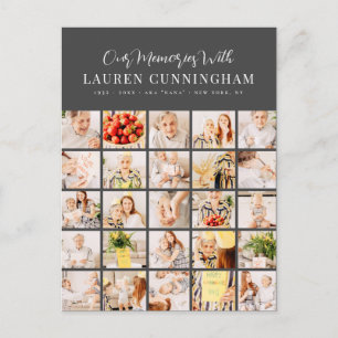 Memorial Simple Modern Minimalistisch 25 FotoColla Postkarte