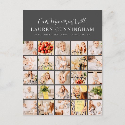 Memorial Simple Modern Minimalistisch 25 FotoColla Postkarte (Vorderseite)