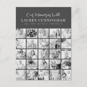 Memorial Simple Modern Minimalistisch 25 FotoColla Postkarte